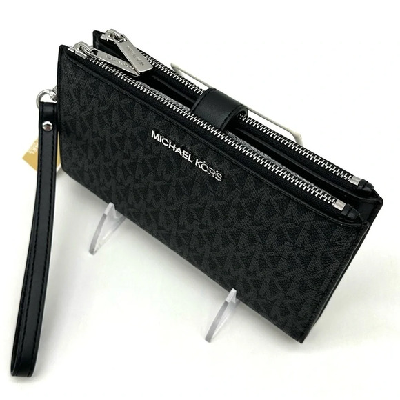 Michael Kors Large Double Zip Wallet Wristlet Black - Picture 6 of 9